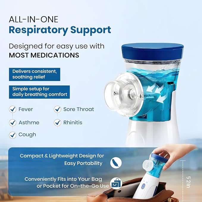 Portable Nebulizer for Adults & Kids, Steam Vaporizer for Home & Travel, Wireless Vaporizer Machine With Respiratory Mask