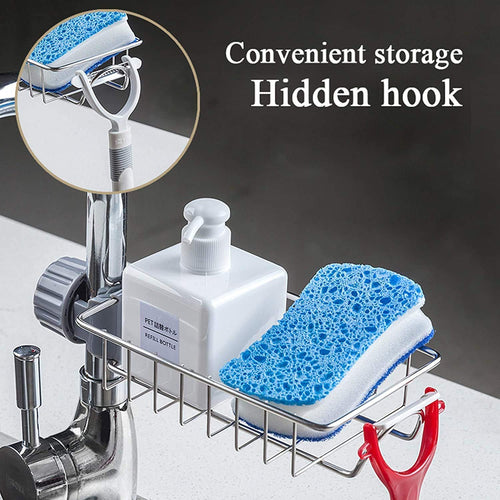 Stainless Steel Kitchen Sink Caddy with Drain Rack, Soap & Towel Holder